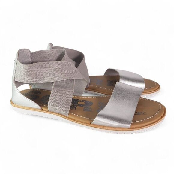 Sorel Ella Leather Open Toe Flat Strappy Sandals Silver NL3202-034 Women's 9.5 - Picture 4 of 11
